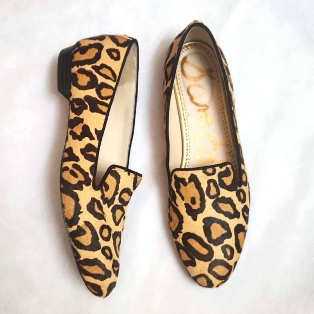 Sam Edelman Jordy Leopard Print Calf Hair Casual Flat Loafers (W Size 9N)